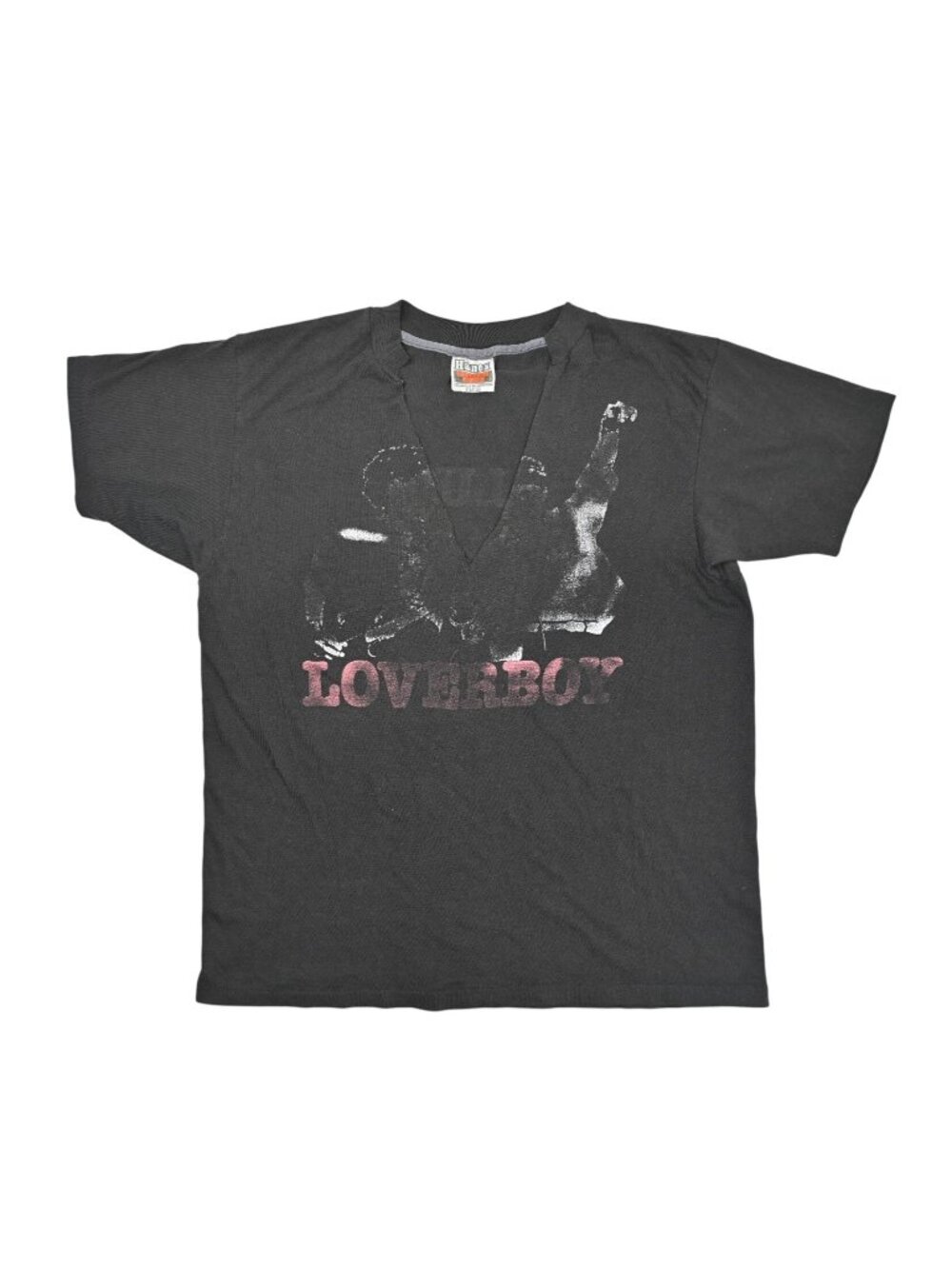 Hanes Vintage Loverboy V-Neck Band Tee in Black